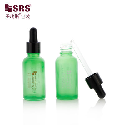 Mua D001-50ml Tương thích với môi trường Lỗ phủ màu xanh lá cây Thấm chai Thùng thủy tinh với nắp thấm màu đen bóng Silicone Bulb cho dầu chăm sóc cơ thể sản xuất trực tuyến