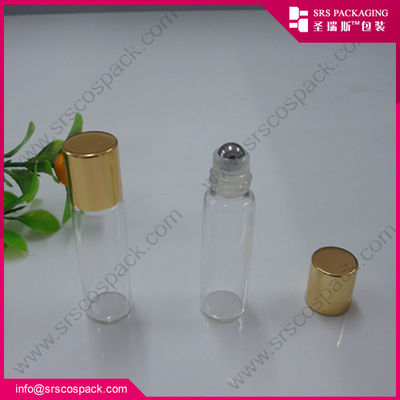 1/6oz 5ml mini chai kính cuộn trên dầu thiết yếu kim loại quả bóng cuộn nước hoa