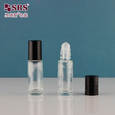 4ml 5ml 8ml 10ml Đen màu Solid Screw Cap Wall Glass Roll On Bottle PP Ball Perfume Oil
