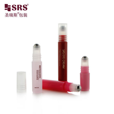 RPPH-8ML Tiêm màu đỏ sáng thiết kế tùy chỉnh thùng nhựa PP với nắp Stainelss Steel Ball Roll On For CosmeticSerum