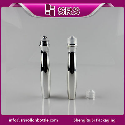 SRS bao bì nhựa 15ml màu bạc PETG cuộn trên chai với quả bóng thép