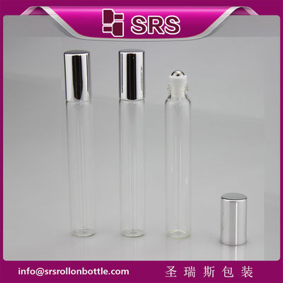 SRS 10ml chai bóng cuộn kính màu trong với nắp nhôm bạc