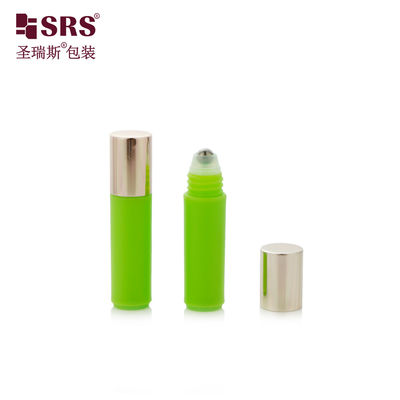 RPA(S)-2ML Mini Slim Green Plastic Roller Bottle Với Roller Ball Rose Gold Cap