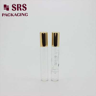 SRS trống 8ml kính trong nước hoa cuộn trên chai với nắp nhôm vàng