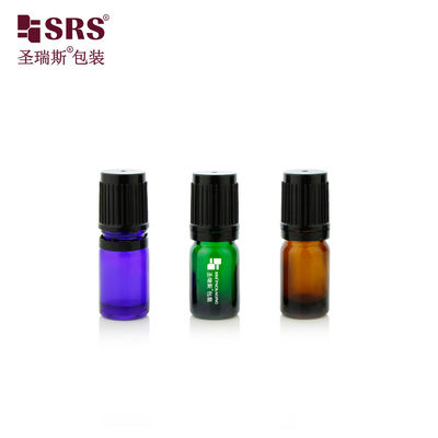 BLPF-5ml Thùng chứa chai màu xanh lá cây tùy chỉnh với TE Cap Ribbed Black Plastic Cap Glass Roller Ball for Fragrance