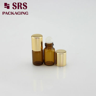 SRS trống 2ml màu hổ phách mini kính nước hoa cuộn trên chai với nắp nhôm