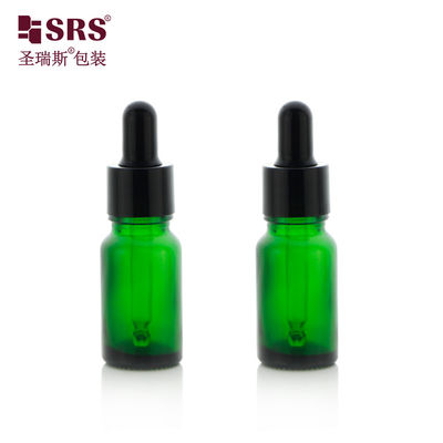 D001-20ml Thùng chai kính màu xanh lá cây rỗng với nắp giọt nhựa màu đen Pipette thủy tinh cho dầu tinh dầu tóc