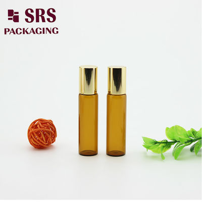 SRS 5ml màu hổ phách kính nước hoa cuộn trên chai với nắp nhôm