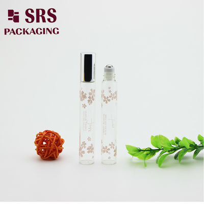 SRS 10ml màu sắc trong suốt tinh dầu thủy tinh cuộn trên chai với nắp nhôm bạc