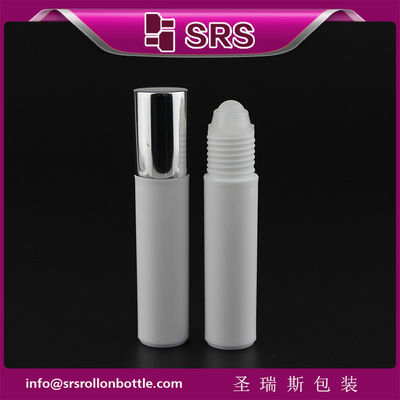 SRS cao chất lượng nhựa màu trắng sương giá chai 10ml với quả bóng cuộn nhựa