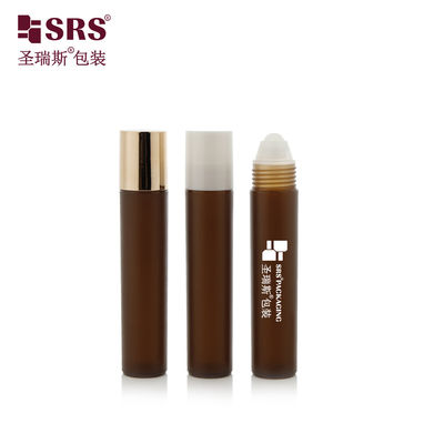 RPP bền P -20ml Matte Frosted Finish Empty Coffee Brown Color Roll On Bottle With Gold Screw Cap Cho Bao bì chăm sóc mắt