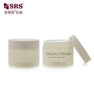 SRSJK-250g Eco Friendly Frosted Clear Plastic Cream Jar Phòng thí nghiệm Thùng tường kép với vòng hình trụ Thùng đóng gói cho mỹ phẩm