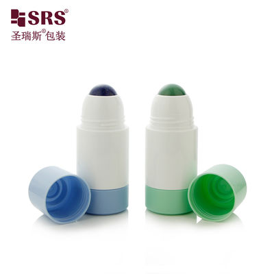 RPPE 50ml rỗng tái sử dụng kích thước lớn 50ML 75ML PP PCR chai nhựa cuộn với viên đá quý