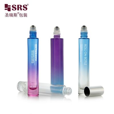 10ml 15ml Slim Round Cylinder Heavy Wall Thick Bottom Customized Glass Roll On Roller Bottle cho tinh dầu và nước hoa