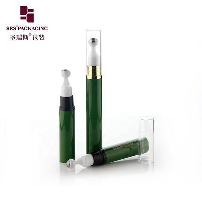 Green Colored Roller Bottle With Airless Pump Applicator 10ml 12ml 15ml  Eye Care Packaging Manufacture