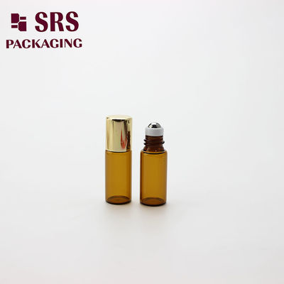 SRS bán buôn trống 3ml mini màu hổ phách nước hoa thủy tinh cuộn trên chai