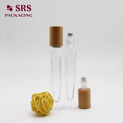 SRS mỹ phẩm rõ ràng 10ml nước hoa kính hình vuông chai cuộn với nắp tre