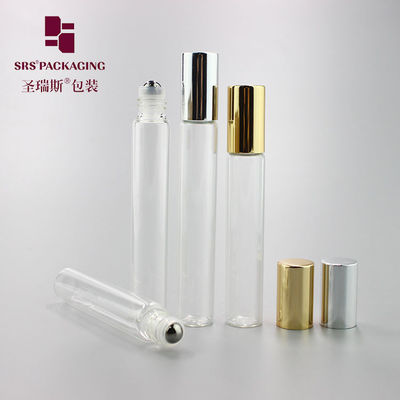 Sản phẩm hàng tồn kho rõ ràng 8ml 10ml ròng nước hoa thủy tinh trống trên chai với nắp nhôm vàng