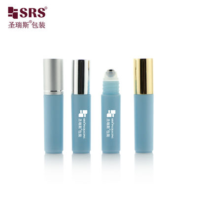 RPA-5ML Blue Empty Plastic Roller Bottle With Silver Top Metal Roller Ball (Bộ nhựa lăn rỗng màu xanh dương với quả bóng lăn kim loại mặt bằng bạc)